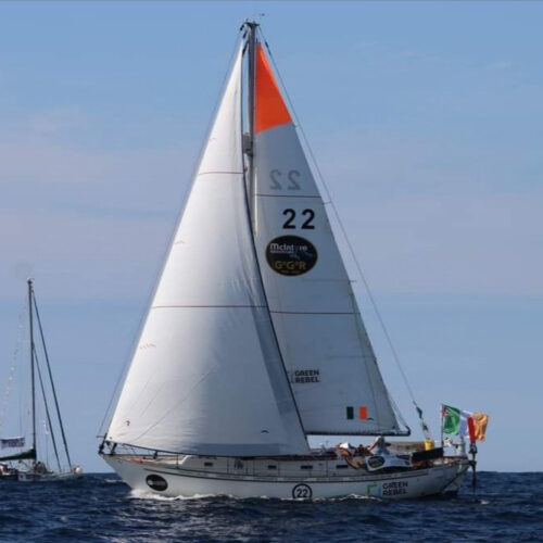 Pat Lawless' boat with orange tip mainsail