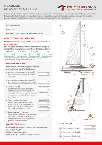 headsail measuring form