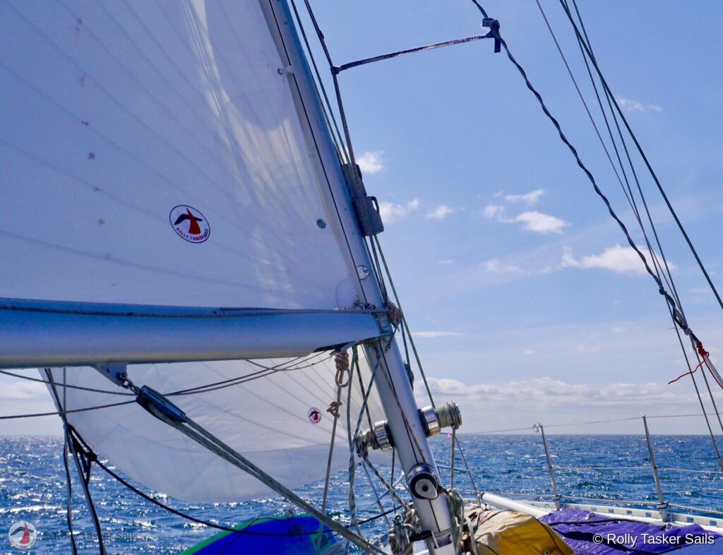 sunny reaching with radial cut cruising sails